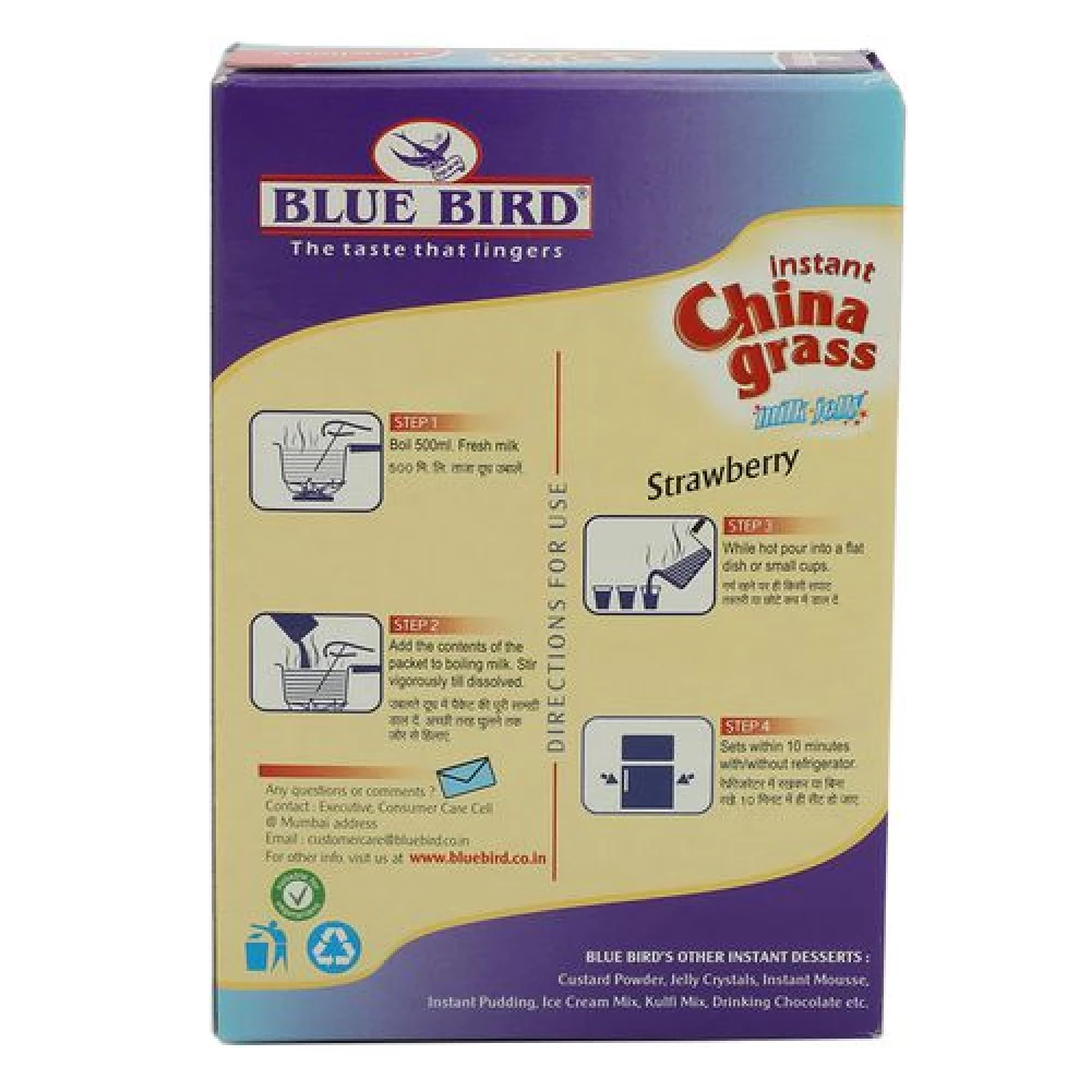 Blue Bird Instant China Grass Milk Jelly - Strawberry Flavoured, 100 g Carton-2.webp